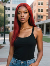 Brooklyn Hair Red Velvet Waves Loose Body Wave Ruby Red Color 13x4 HD Lace Front Wig